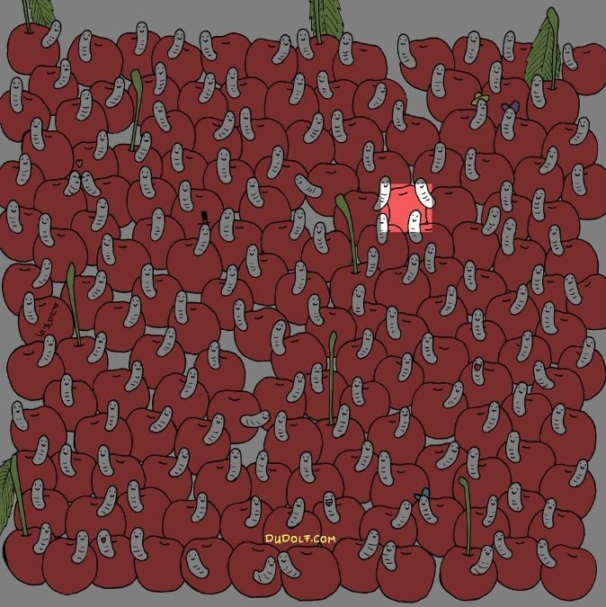 Rejtvény sasszeműeknek: találd meg a cseresznyét a féreg nélkül 30 másodperc alatt